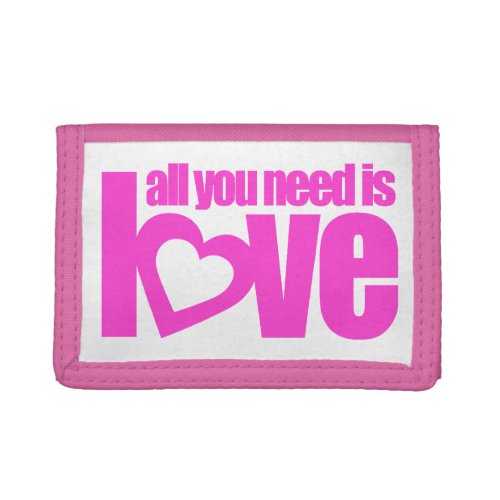 All you need is love pink trifold wallet