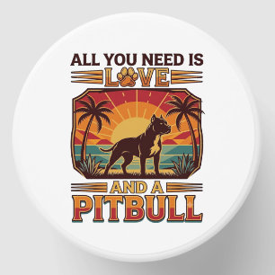 All You Need Is Love Pitbull Dog Sunset Palm Trees Mini Candle Favors