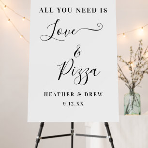All You Need Is Love & Pizza Custom Couple Bridal Foam Board