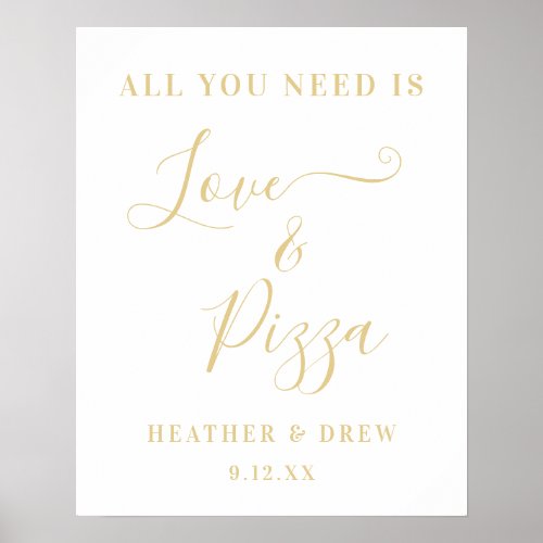 All You Need Is Love  Pizza Custom Couple Bridal  Poster