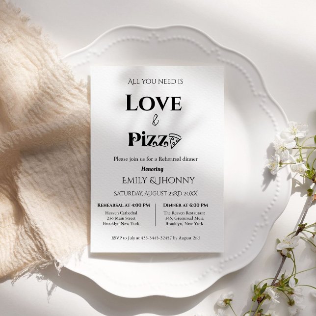 All you need is love & Pizza Rehearsal dinner Invitation (Creator Uploaded)
