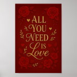 All You Need Is Love Poster | Valentine Wall Art