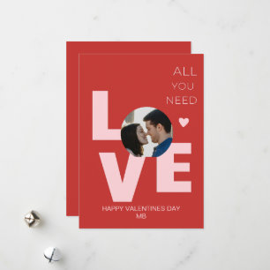  All You Need Is Love Red Pink Romance Valentines  Holiday Card