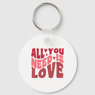 All You Need Is Love Retro Style Valentines Day Keychain
