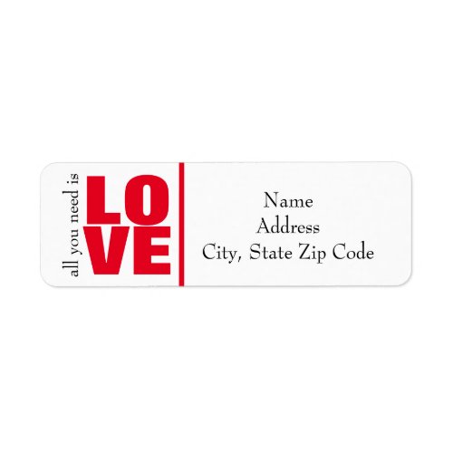 All You Need Is Love Return Address Label