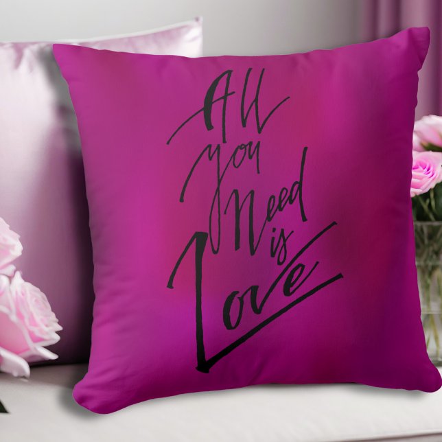 "All You Need Is Love" Romantic Pink  Throw Pillow ("All You Need Is Love" Romantic Pink Throw Pillow)