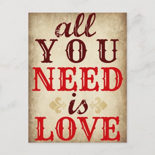 All You Need is LOVE Save the Date Postcard