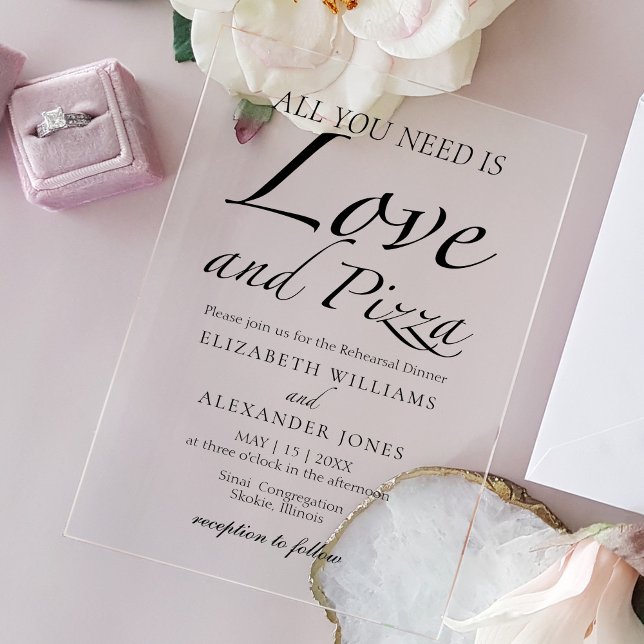 All you need is Love Script Rehearsal Dinner Acrylic Invitations (Creator Uploaded)