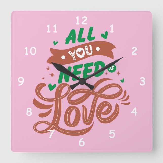 All You Need is LOVE Square Wall Clock (Front)