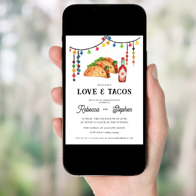 All You Need Is Love & Tacos | Engagement Party Invitation (Front Digital)