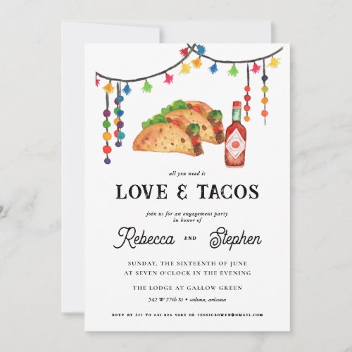 All You Need Is Love  Tacos  Engagement Party Invitation