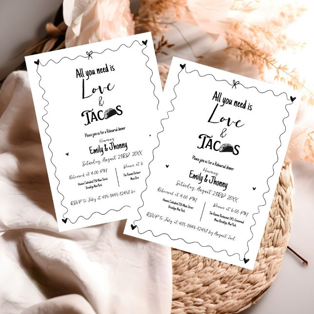 All you need is love & Tacos Rehearsal Hand drawn Announcement (Creator Uploaded)