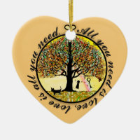 All you need is love tree of life ceramic ornament