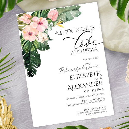 All you need is Love Tropical Rehearsal Dinner Invitation