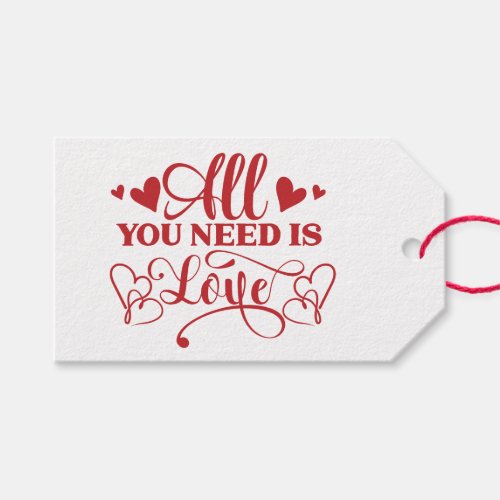 All You Need Is Love Typography Gift Tags