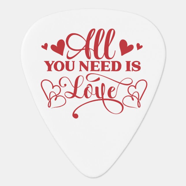 All You Need Is Love Typography Guitar Pick (Front)