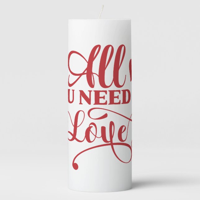 All You Need Is Love Typography Pillar Candle (Front)