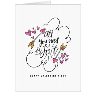 All You Need Is Love. Valentines Day. Card