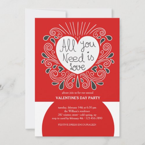 All You Need Is Love Valentines Day Invitation