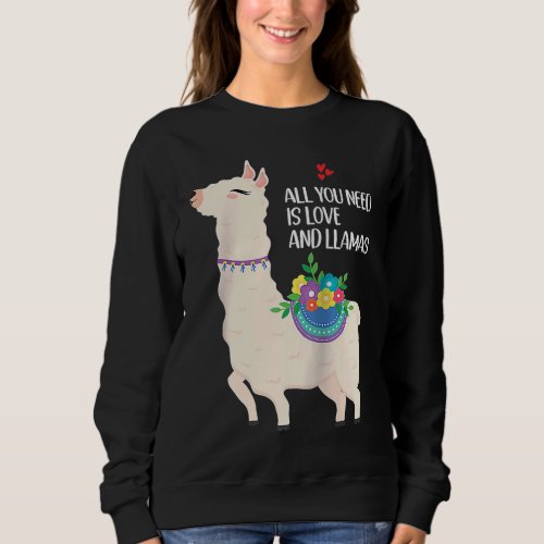 All You Need Is Love Valentines Day Llama Raglan Sweatshirt