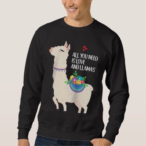 All You Need Is Love Valentines Day Llama Raglan Sweatshirt