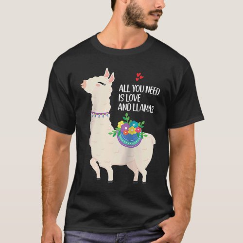 All You Need Is Love Valentines Day Llama Raglan T_Shirt