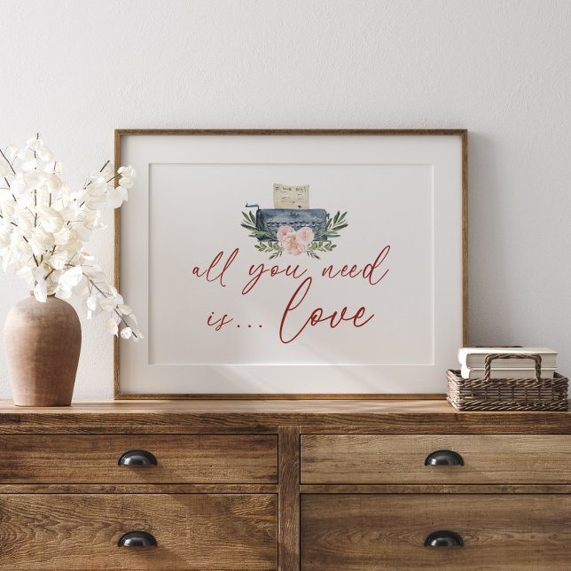 All You Need Is Love Watercolor Floral Valentine Poster (Creator Uploaded)