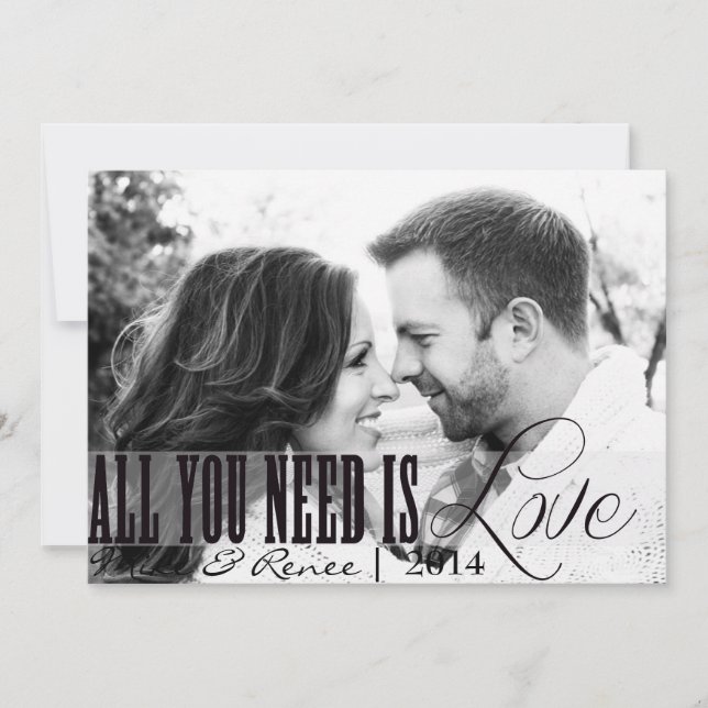 All you need is LOVE wedding announcement (Front)