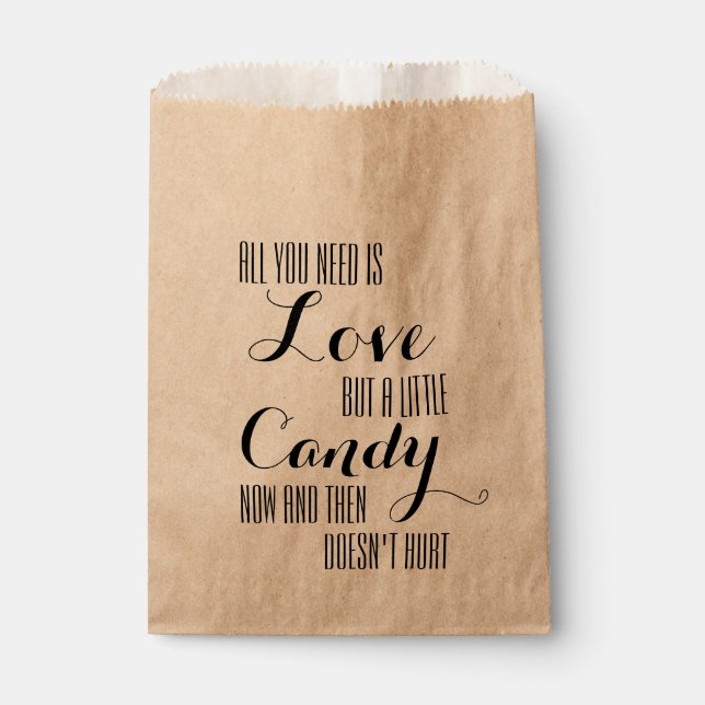 All you need is love wedding candy buffet favor bag (Front)