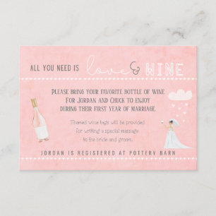 All You Need is Love & Wine Bridal Shower Enclosure Card