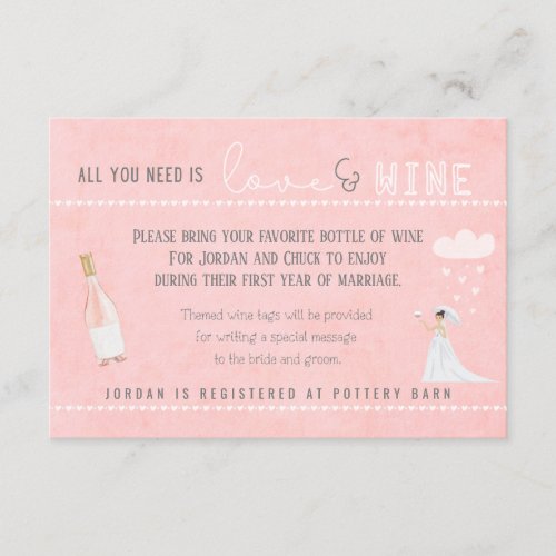 All You Need is Love  Wine Bridal Shower Enclosure Card