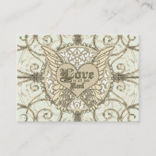 All You Need is Love with Angel Wings  Heart Business Card