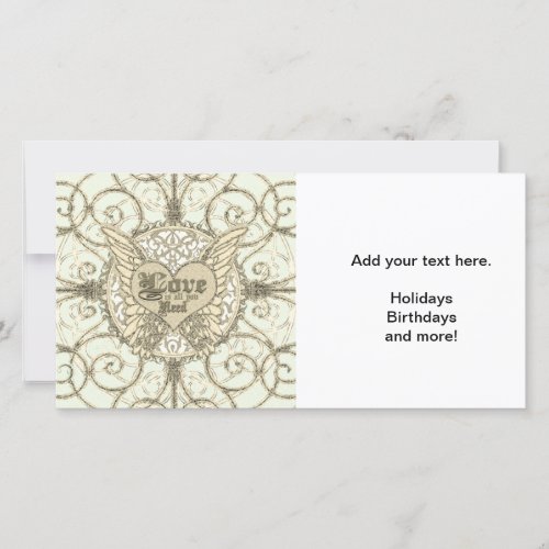 All You Need is Love with Angel Wings  Heart Holiday Card