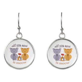 All you need is meow Valentine cats Earrings