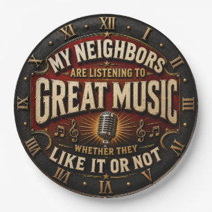 All You Need Is Music Vintage Microphone Paper Plates
