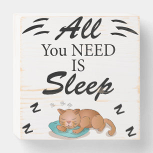 All You Need is Sleep Funny Quotes Wooden Box Sign