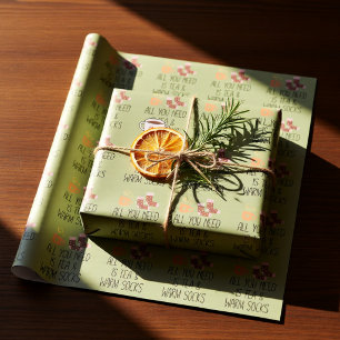 All You Need Is Tea & Warm Socks Cozy Autumn Wrapping Paper