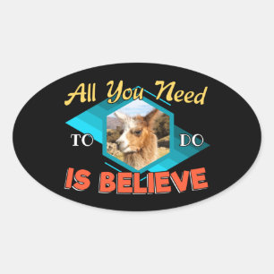 All You Need to Do is Believe - Llama Lover Oval Sticker