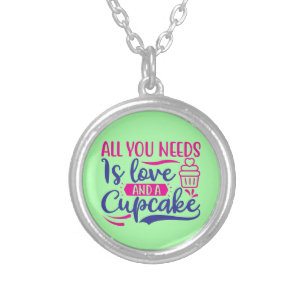 All You Needs is Love And Cupcake-67518 Silver Plated Necklace
