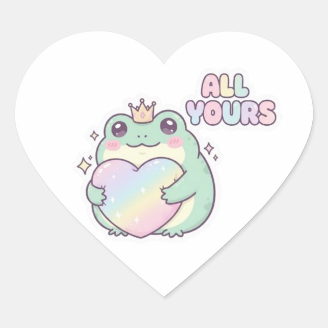All Yours Frog Sticker Cute Frog Hugging Heart Kaw (Front)