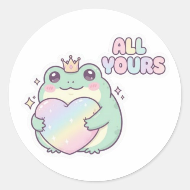 All Yours Frog Sticker Cute Frog Hugging Heart Kaw (Front)