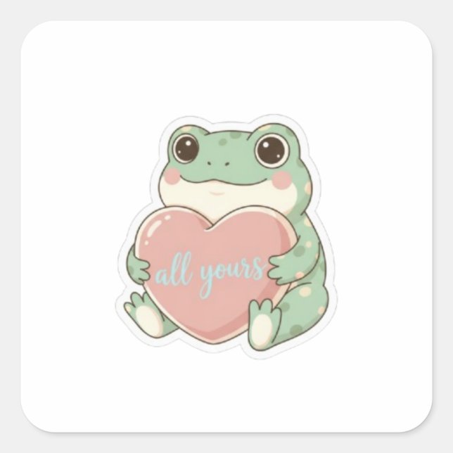 All Yours Frog Sticker Cute Frog Hugging Heart Kaw (Front)