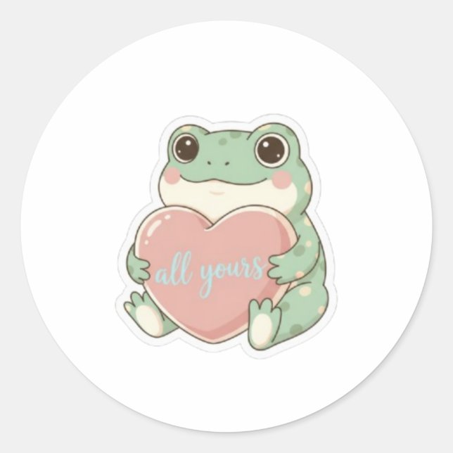 All Yours Frog Sticker Cute Frog Hugging Heart Kaw (Front)