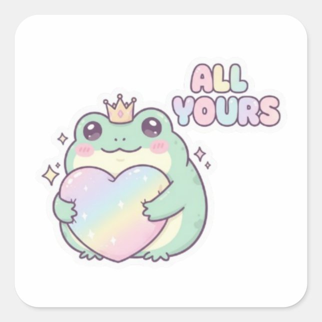 All Yours Frog Sticker Cute Frog Hugging Heart Kaw (Front)