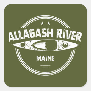 Allagash River Maine Kayak Square Sticker