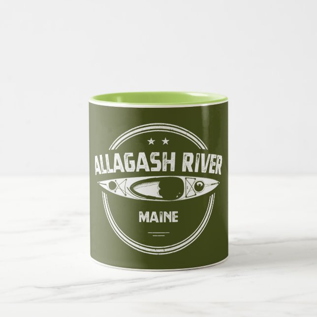 Allagash River Maine Kayak Two-Tone Coffee Mug (Center)