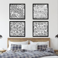 Allah Names Black and White Elegant Floral Mandala
