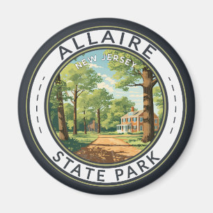Allaire State Park New Jersey Travel Art Badge Magnet