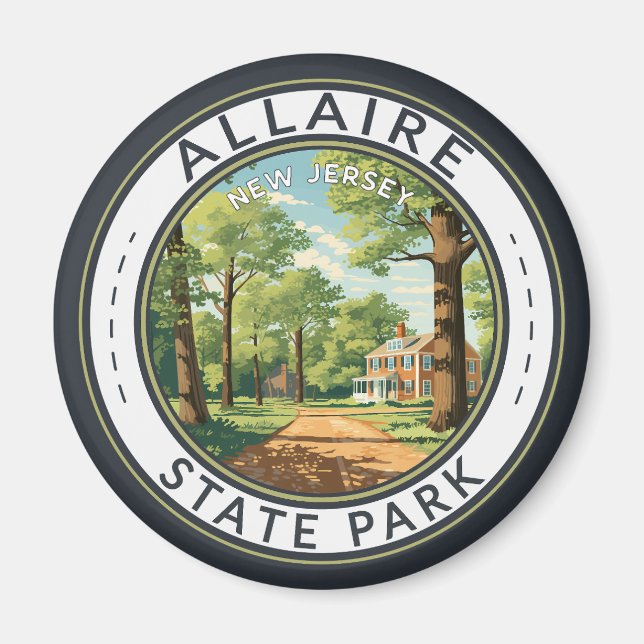 Allaire State Park New Jersey Travel Art Badge Magnet (Front)