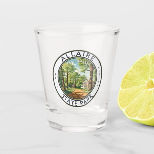 Allaire State Park New Jersey Travel Art Badge Shot Glass